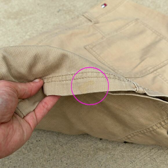 Vtg Tommy Hilfiger Mini Skirt Womens 16 Khaki Cargo Snap Front Y2K 2000s A-Line - Picture 9 of 11